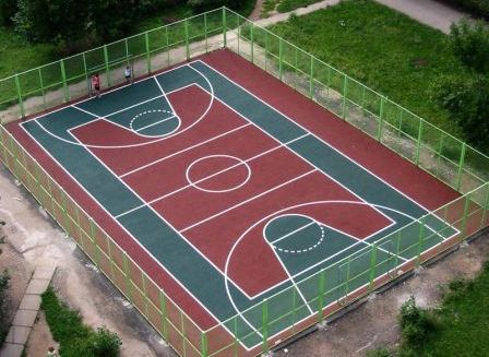 Открытые спортивные площадки, резиновое спортивное покрытие для площадок.
